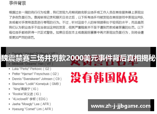 魏震禁赛三场并罚款2000美元事件背后真相揭秘